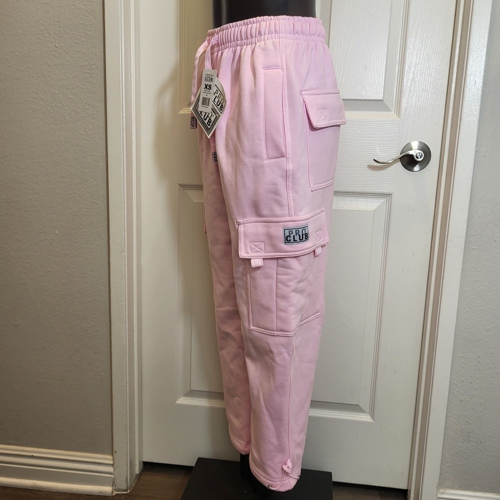 Pro Club Women's Heavy Fleece Cargo Long Pants Pink Size Extra Small- Brand-new! - Picture 2 of 10